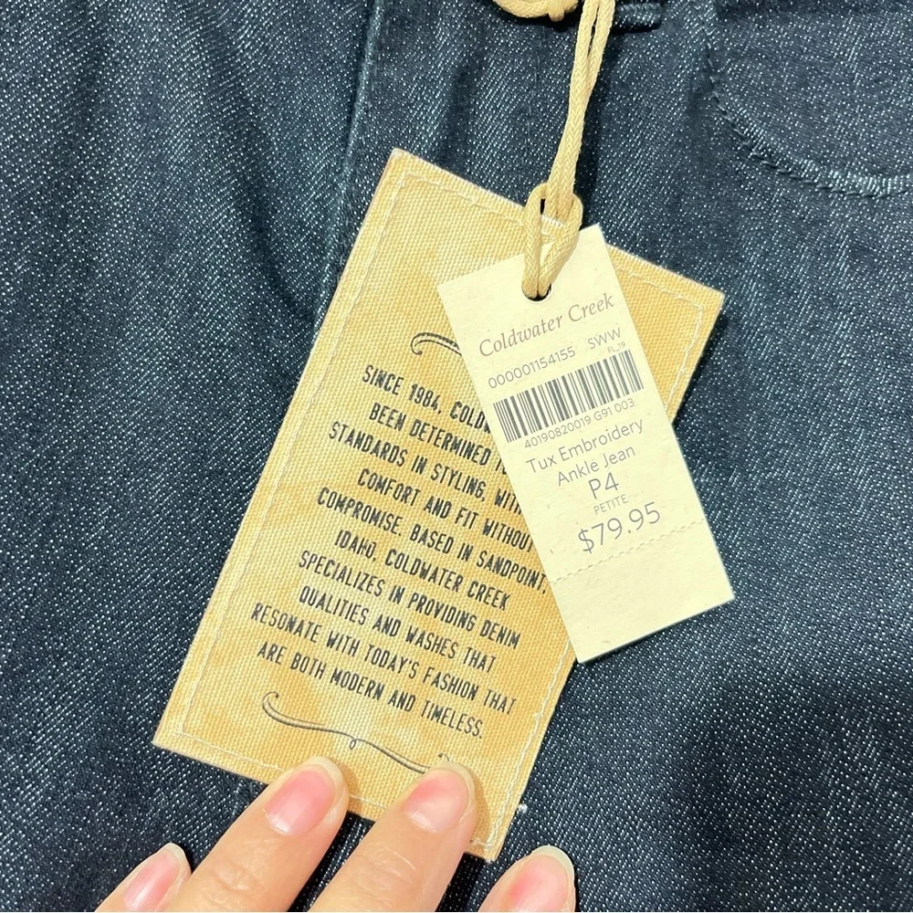 Coldwater Creek Jeans Women's Blue Denim Tuxedo Ankle Jeans Size 4P NWT - Picture 5 of 12